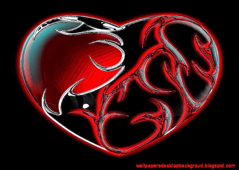 3d Red Valentine Heart Love Wallpaper Desktop Backgroud