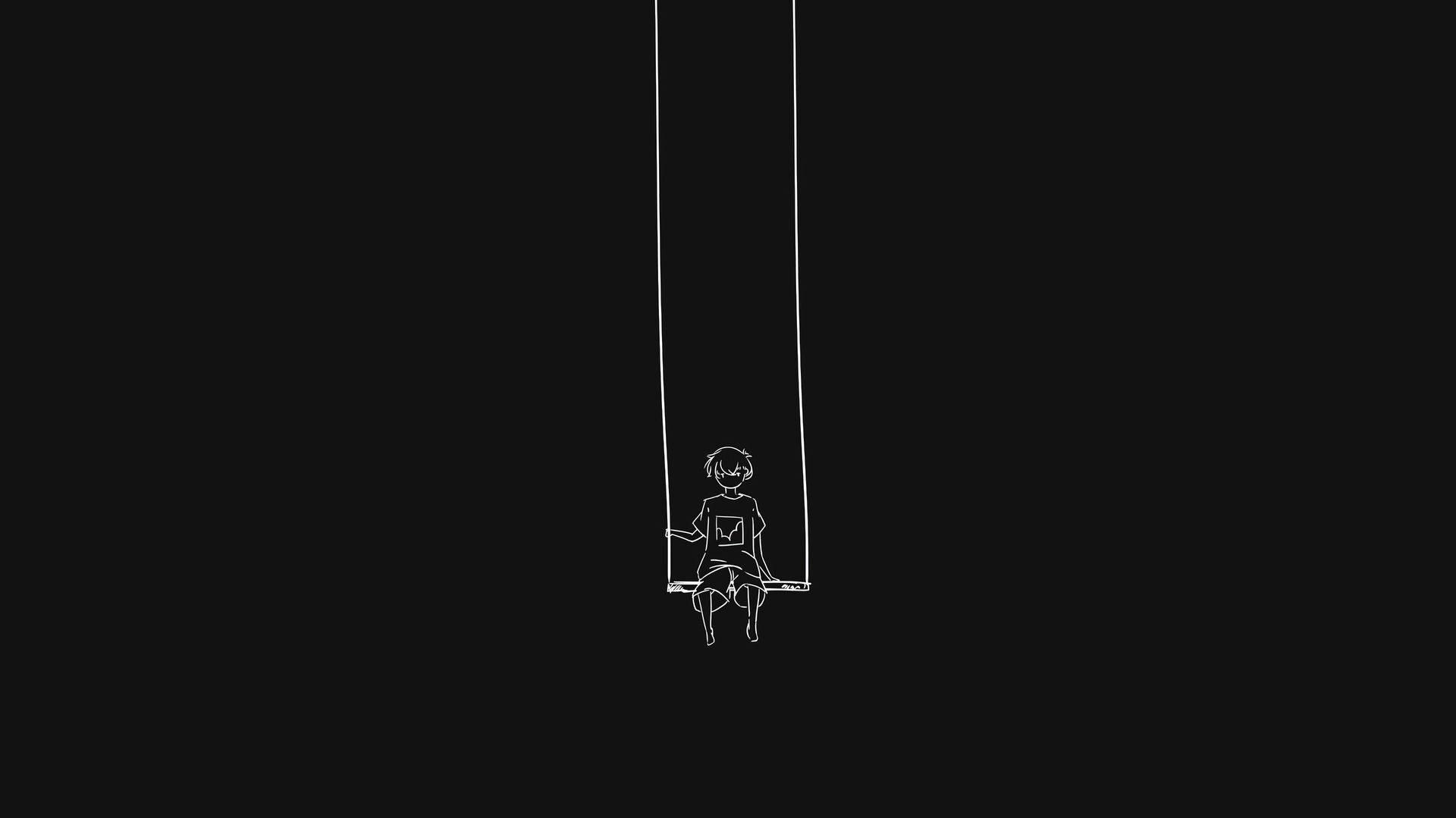 Dark Laptop Boy Riding A Swing Wallpaper