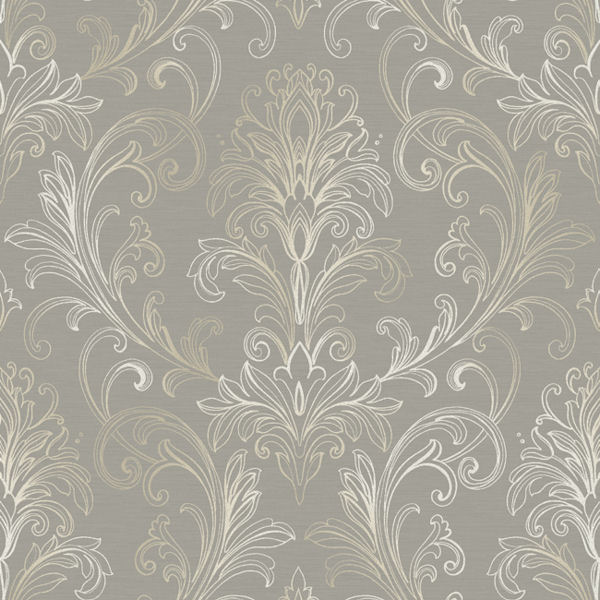 Grey And Cream Linear Damask Wallpaper Wall Sticker Outlet