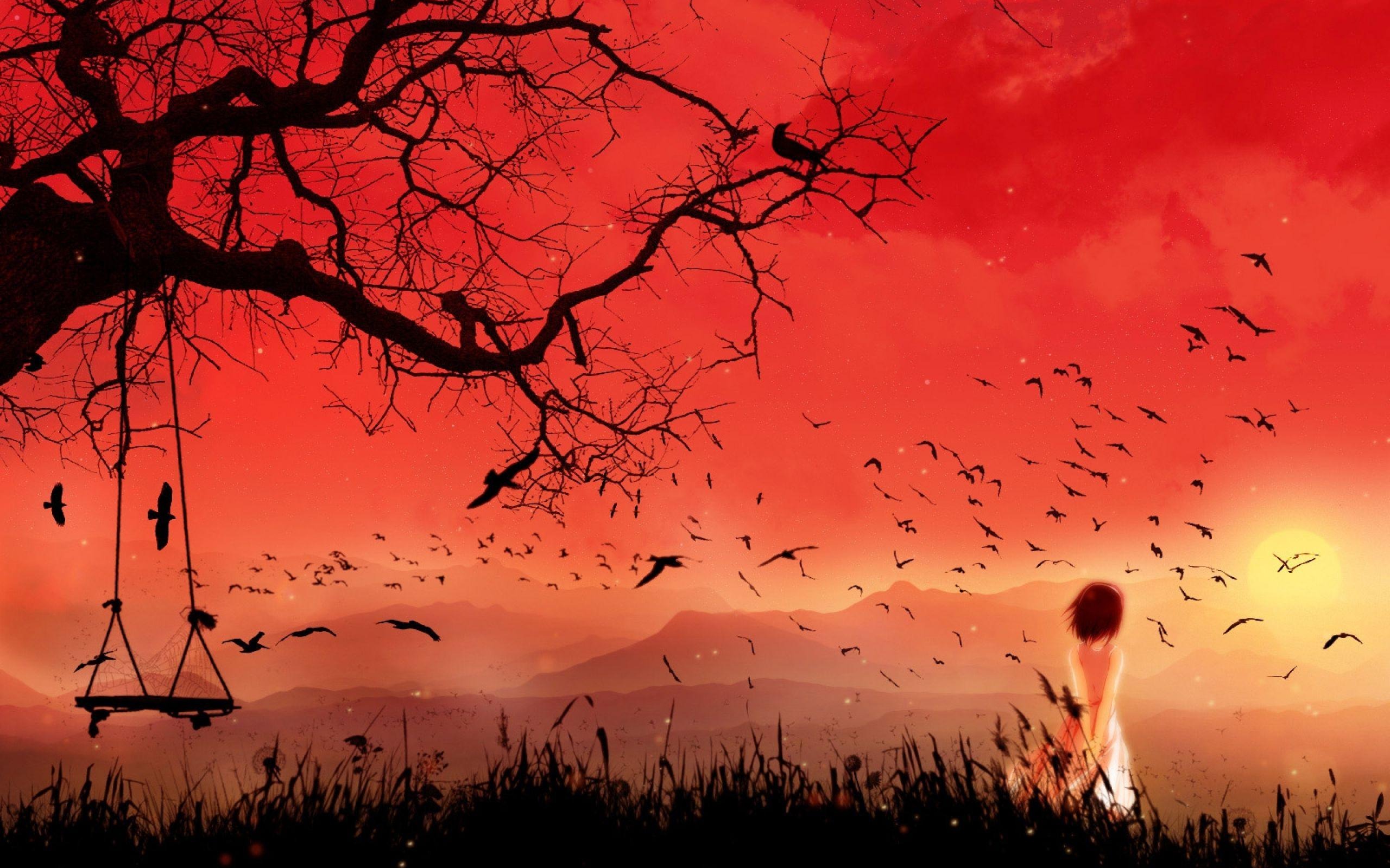 Sunset Anime Characters Wallpaper