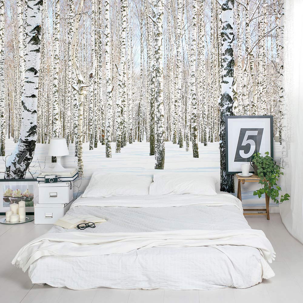 snow covered birch tree forest wall mural these removable wallpaper 1000x1000