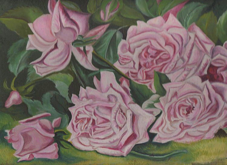 Victorian Cabbage Roses Oil Painting The Graphics Fairy