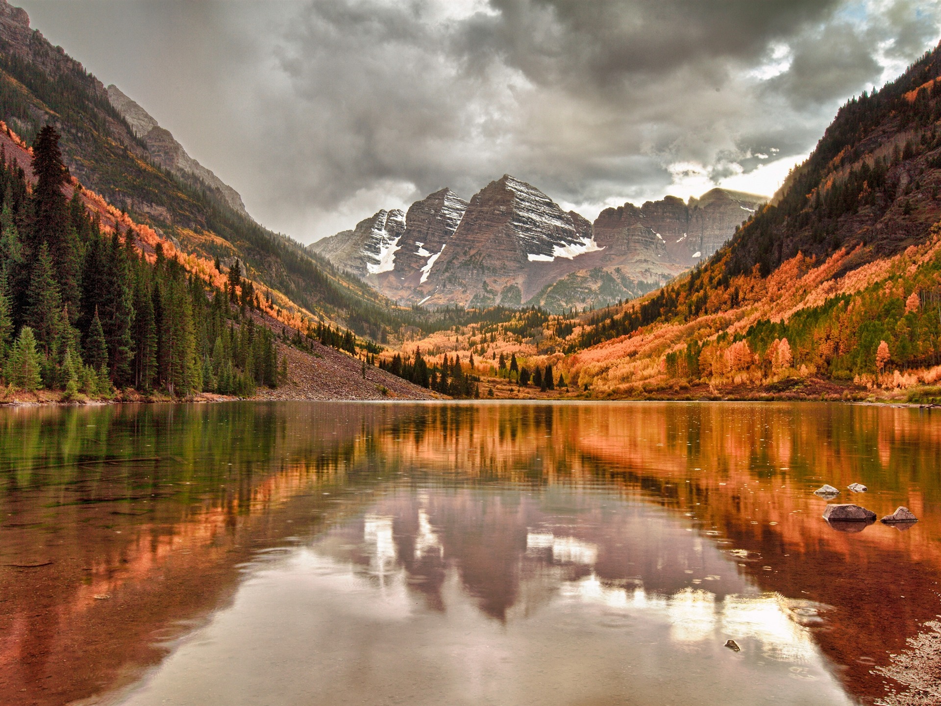 Mountains Hollow Lowland Lake Sky Wallpaper