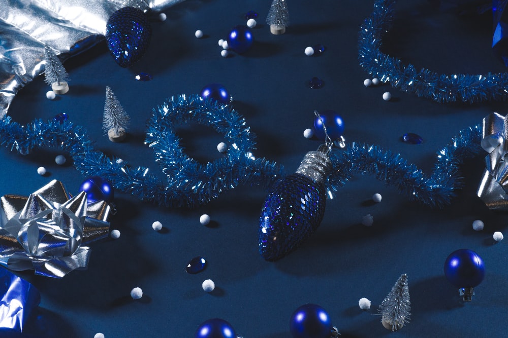 Blue And Silver Glitter Christmas Tree Ornament Photo