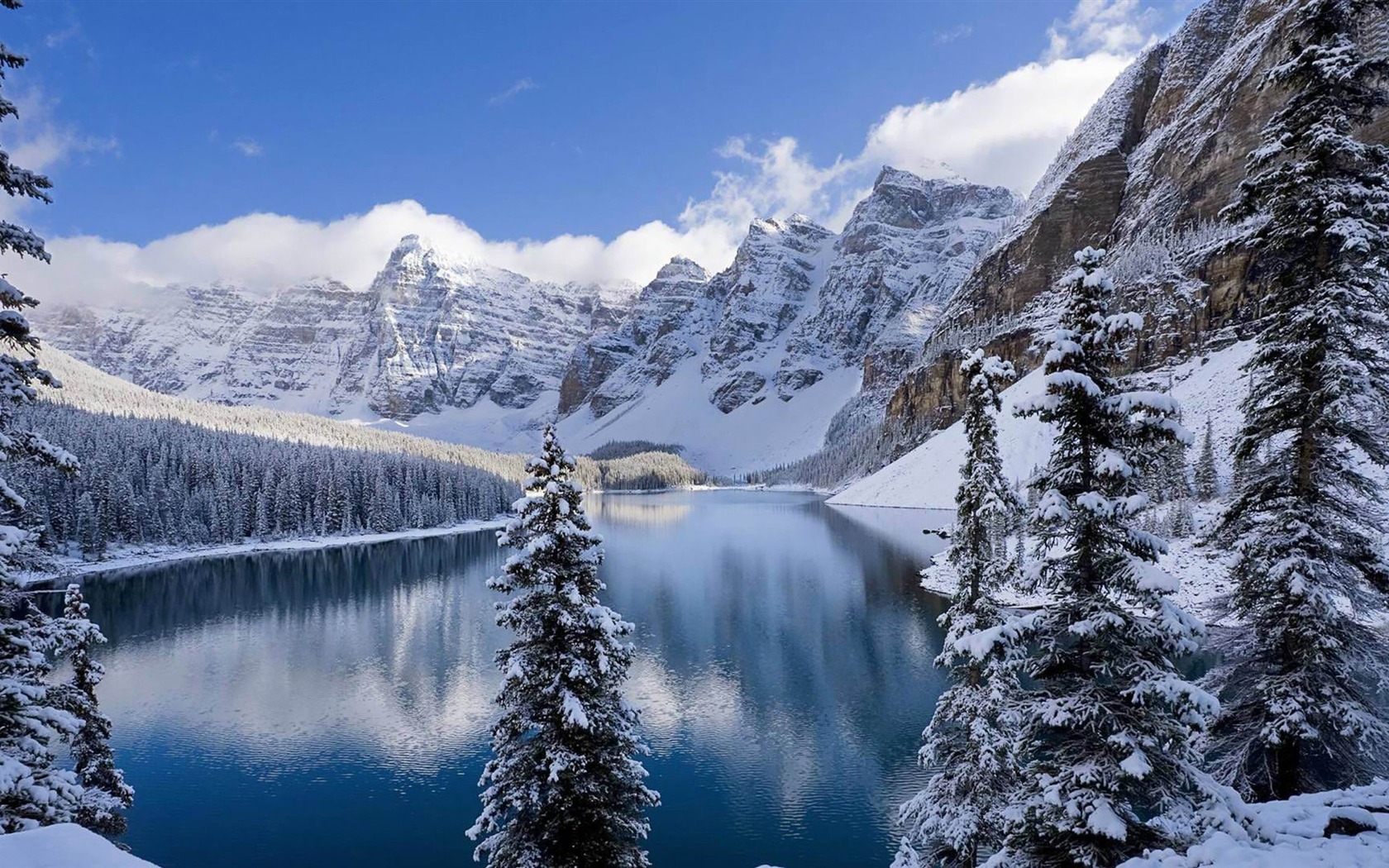 Wallpaper Moraine Lake Banff National Park Winter Scenery