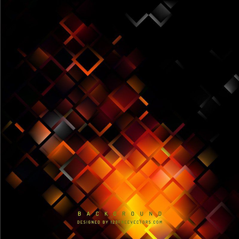 Abstract Black Orange Fire Geometric Square Background Vectors