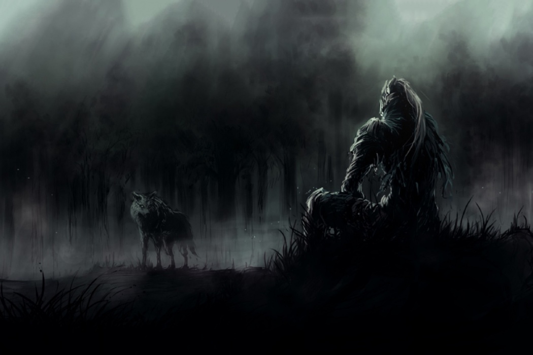 HD Dark Souls Game Soldier Warrior Resting With Wolf Wallpaper