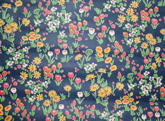 Retro Vintage Wallpaper Floral Pattern Navy Blue Backgrou