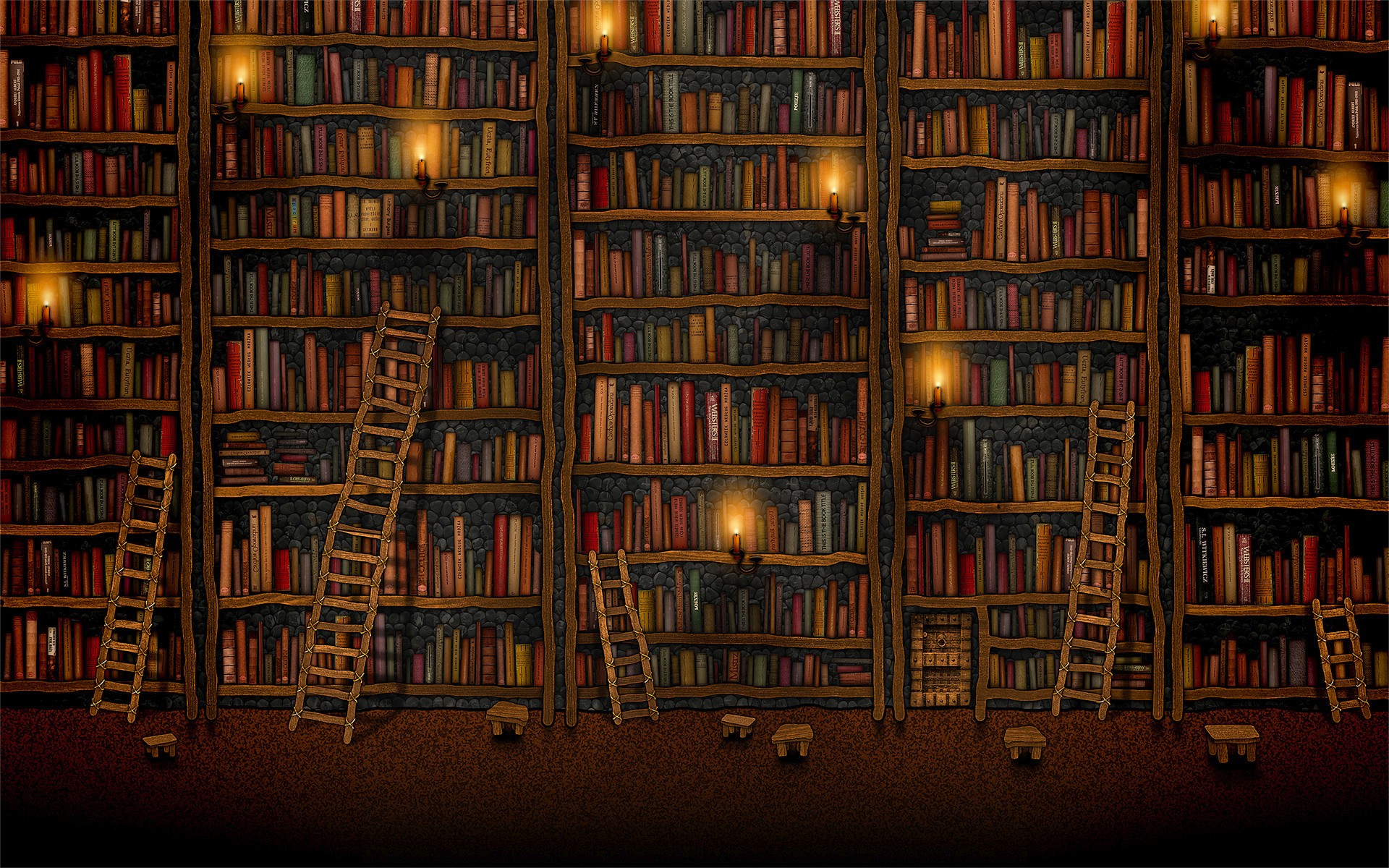 Free Download Old Book Library Ladder Bookshelf Books Desktop
