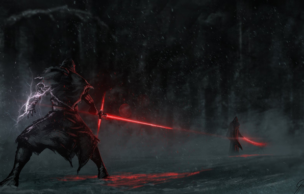 Wallpaper Star Wars Kylo Ren Laser Sword Fight Films