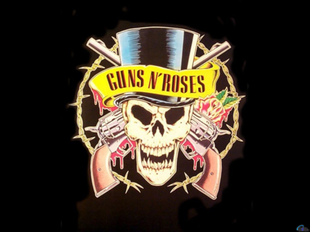 Wallpaper black gun skull Guns N Roses logo