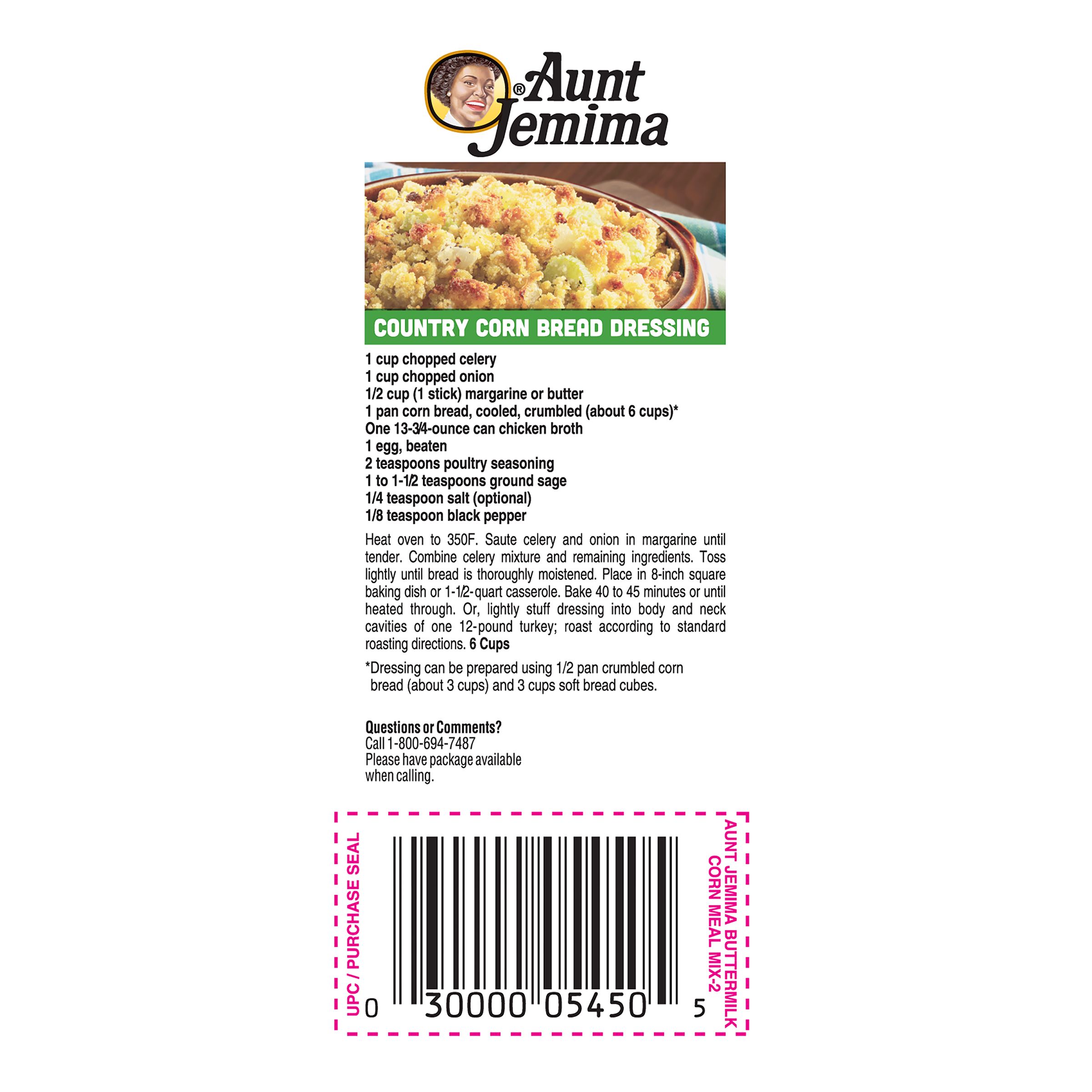 Free Download Aunt Jemima Cornbread Dressing Recipe On Bag With Images   Rgv8TK 