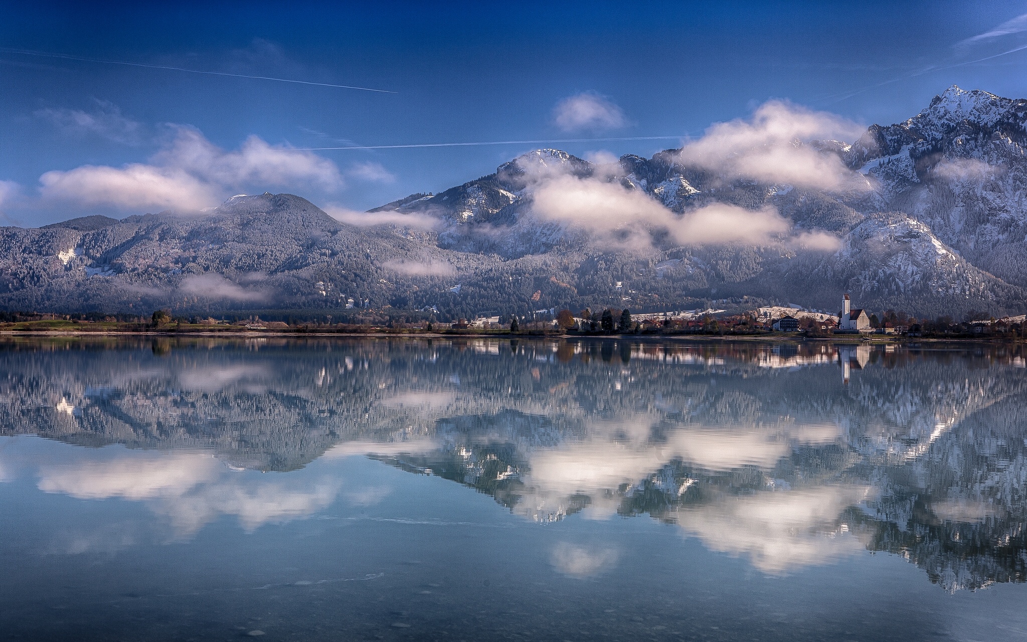 Bavaria Germany Alps Mountains Reflection Lake Wallpaper Background