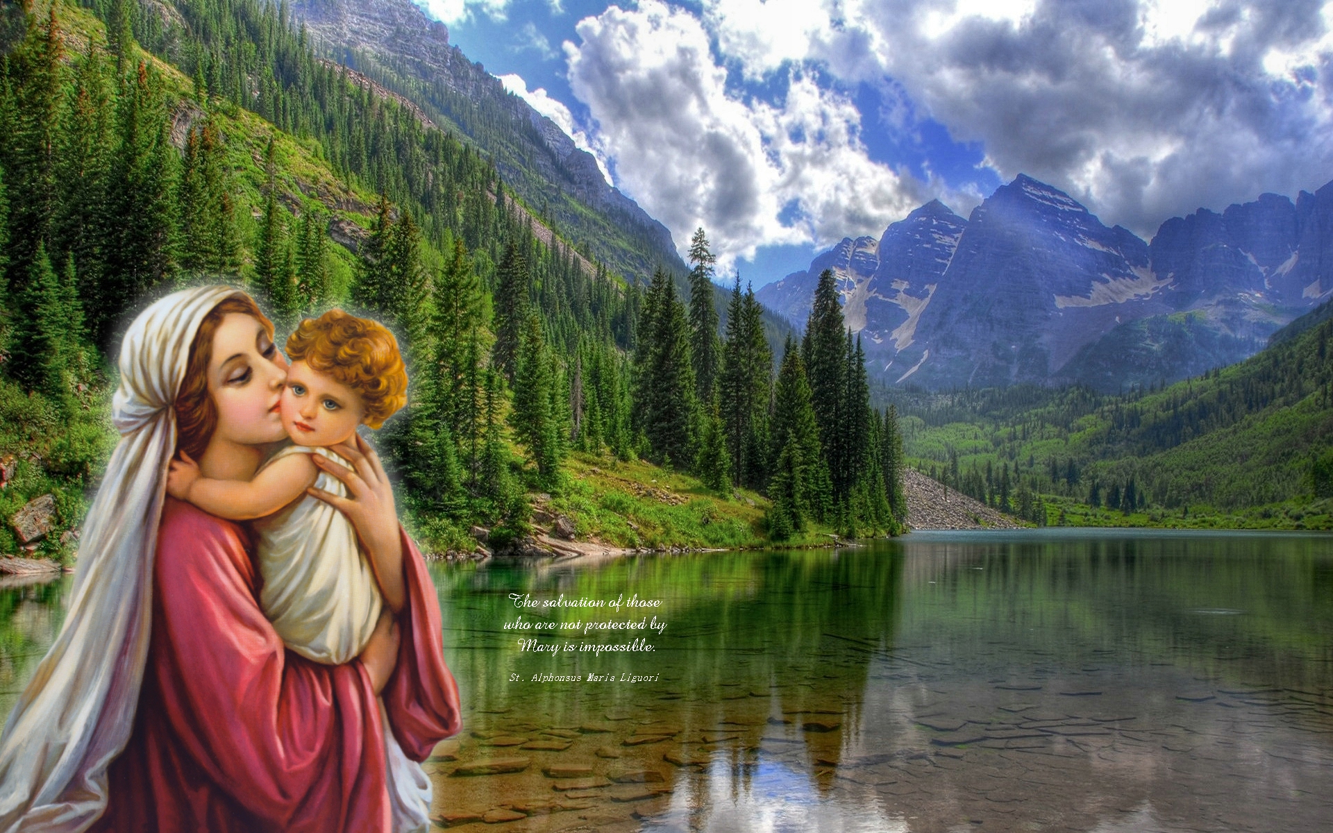 Vierge Virgin And Child Scenic Wallpaper
