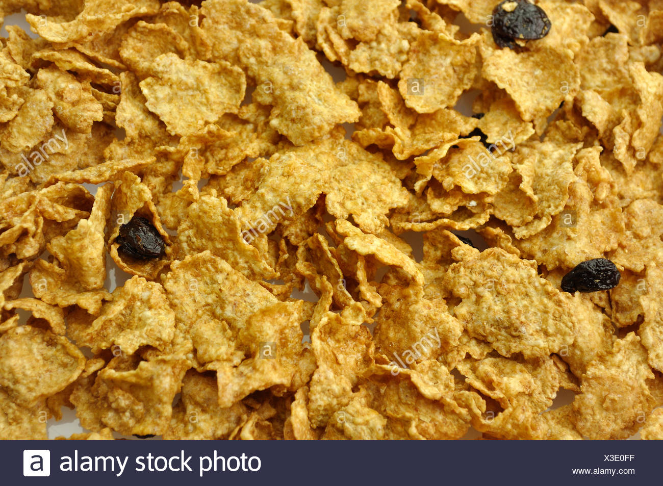 Bran And Raisin Cereal Background Stock Photo