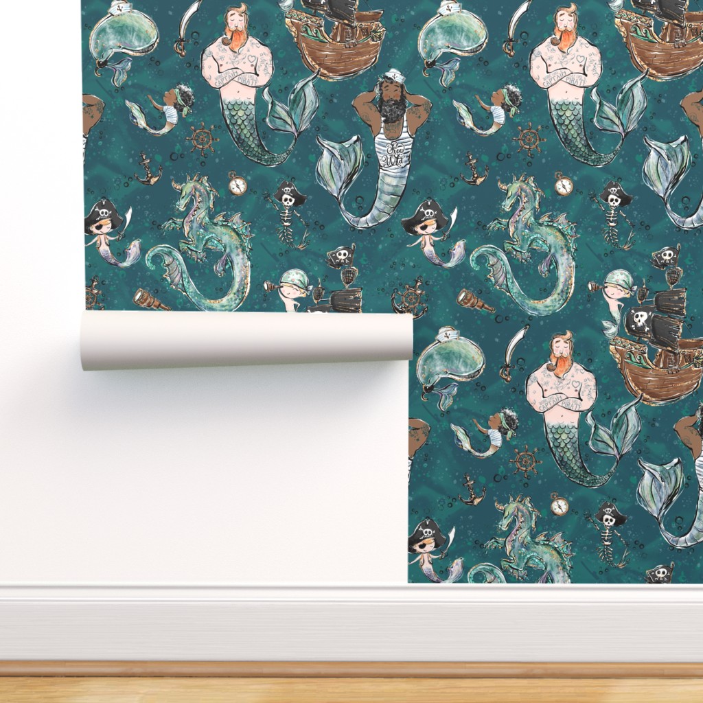 Pirate Mermen Party Teal Big on Isobar by boeyemadore 1024x1024