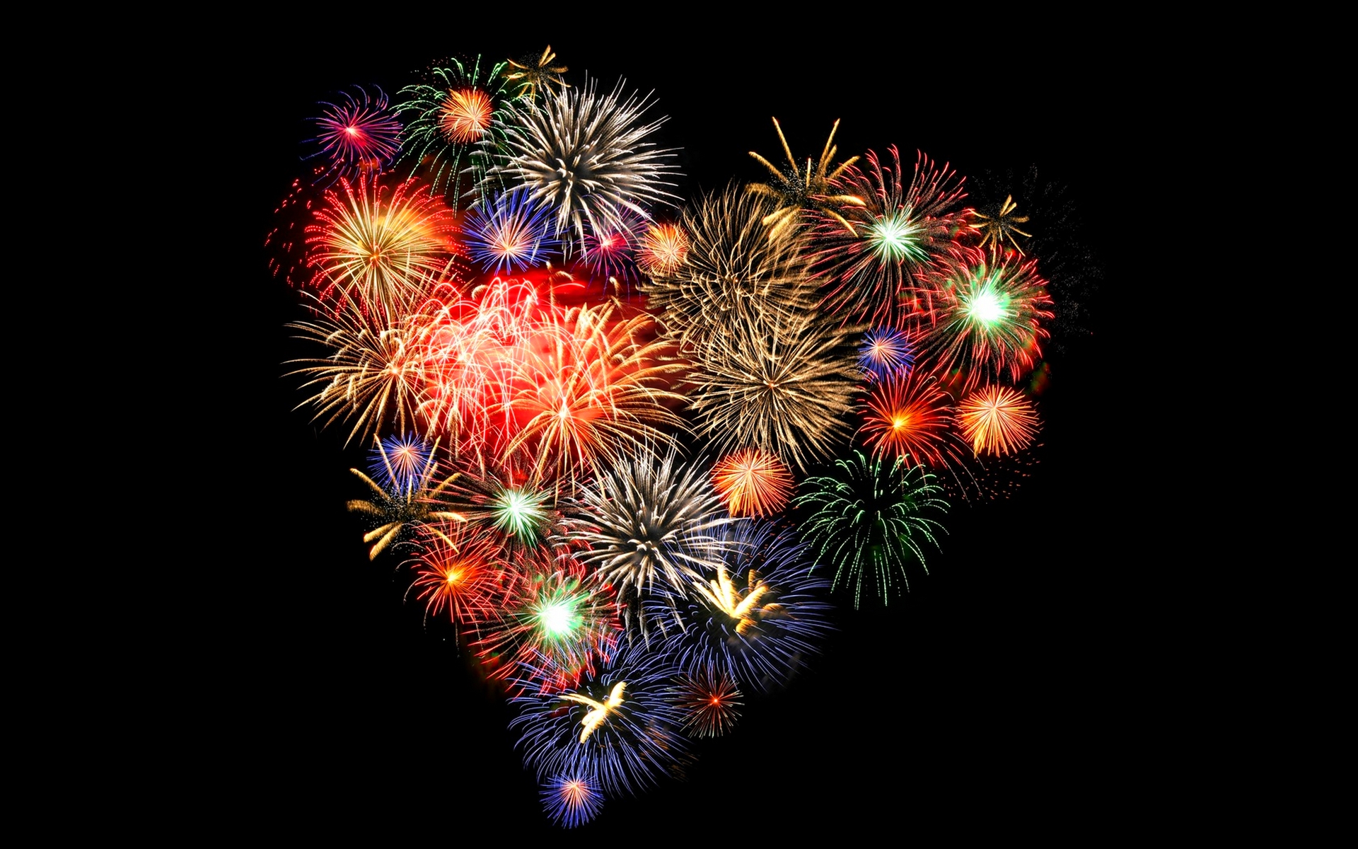 Heart Shape Fireworks Exclusive HD Wallpaper