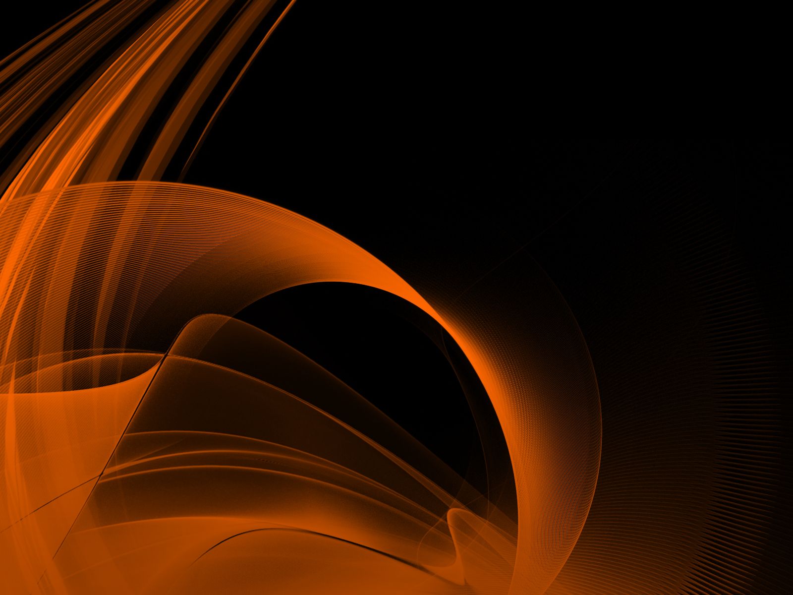 Abstract orange waves on a black background