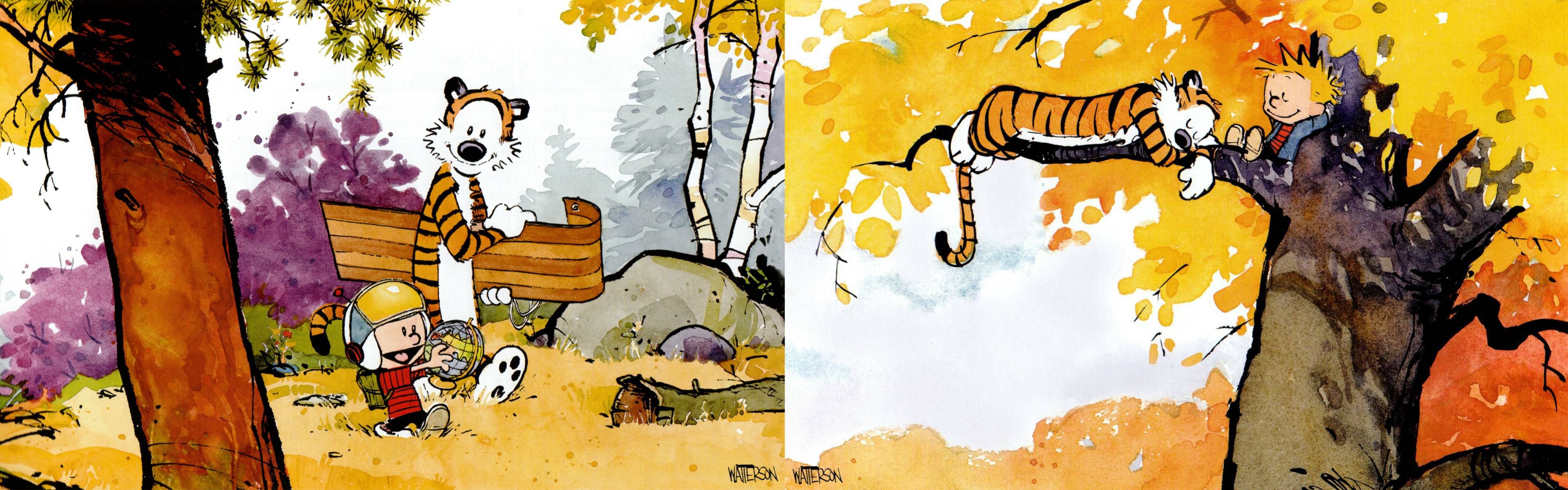 Calvin And Hobbes Dual Screen Wallpaper