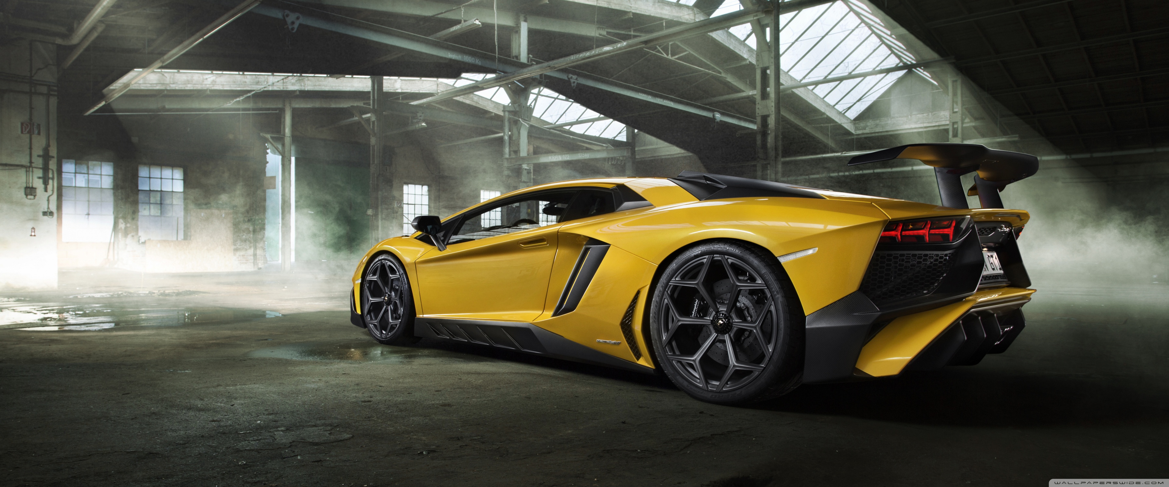 Yellow Lamborghini Aventador Sports Car Ultra HD Desktop