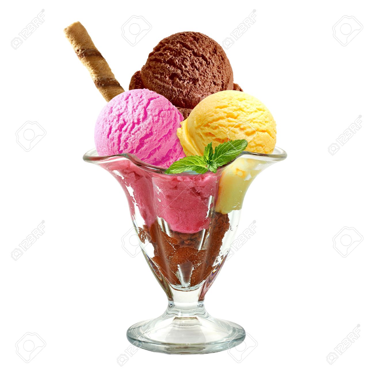 Ice Cream In Sundae Cup On White Background Stock Photo Picture