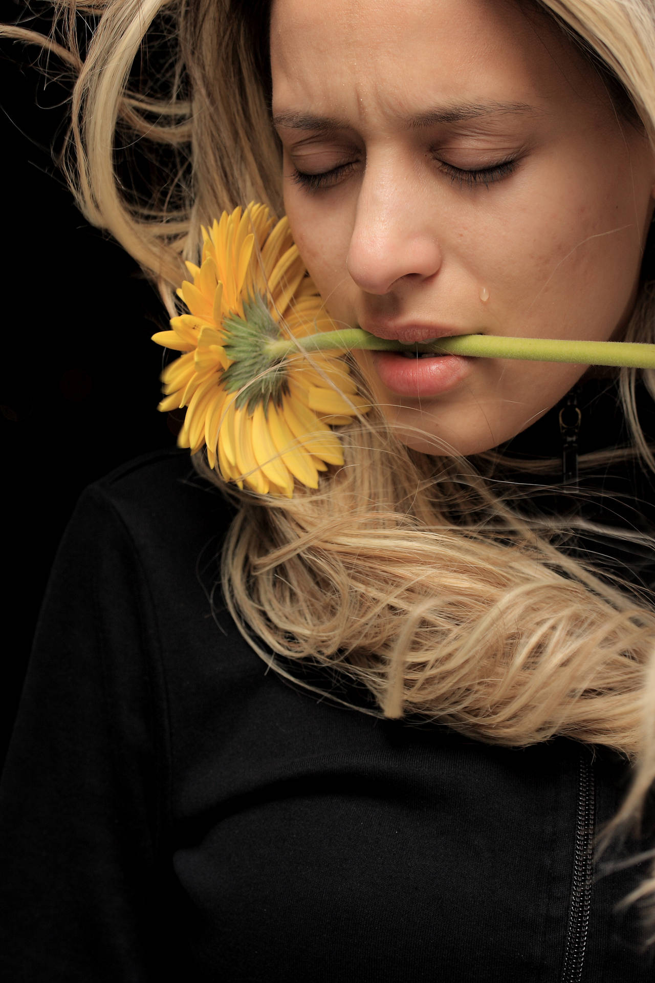 So Sad Woman With Sunflower Qmgjjefznv23m2fq Wallpaper