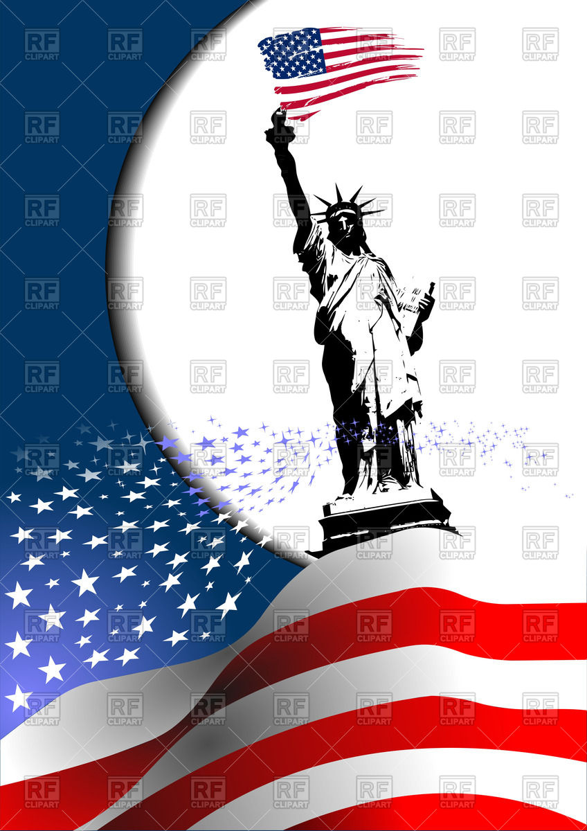 Statue Of Liberty And Usa Flag 4th July Background Vector