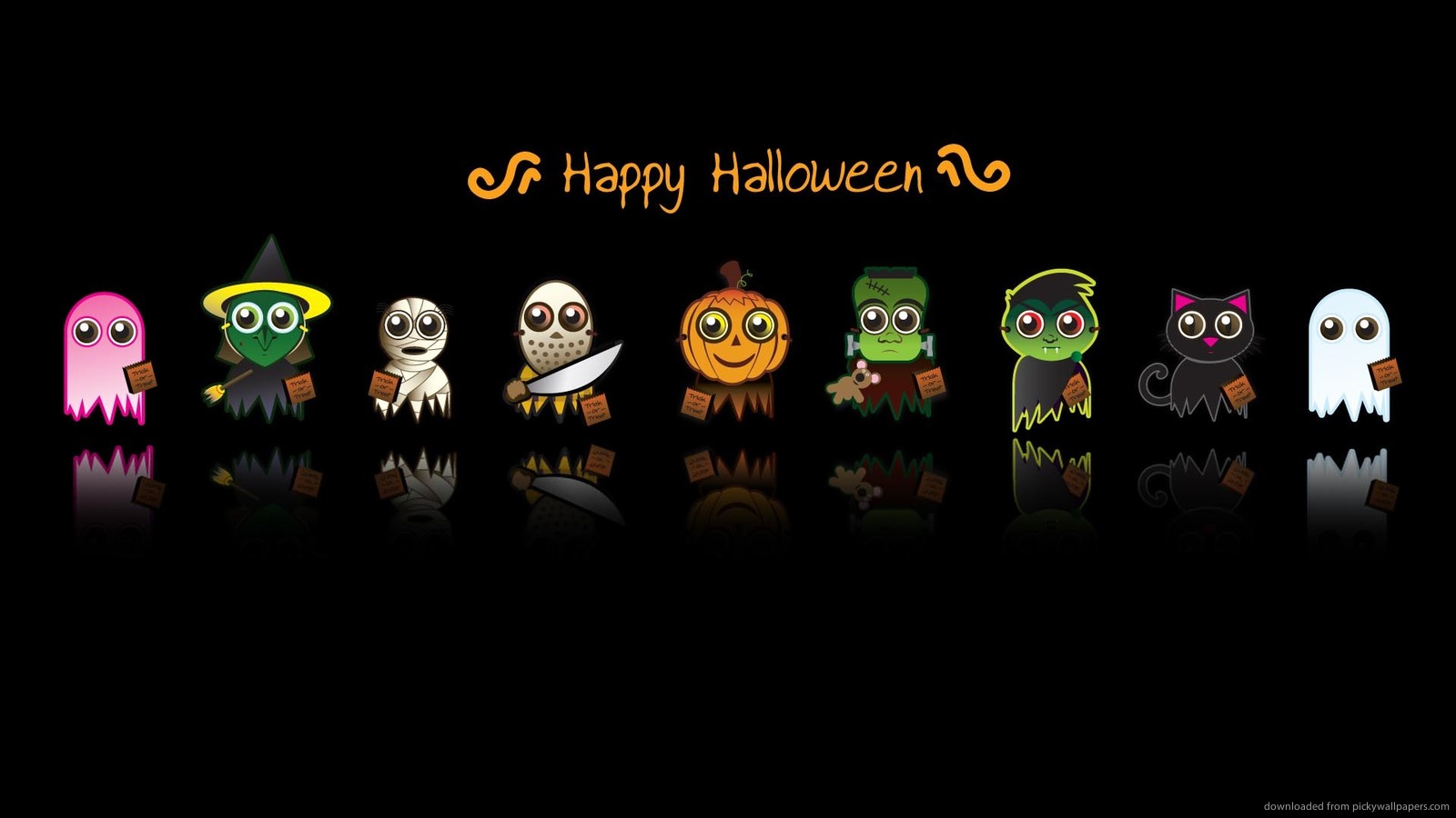 Halloween Cute Characters Wallpaper