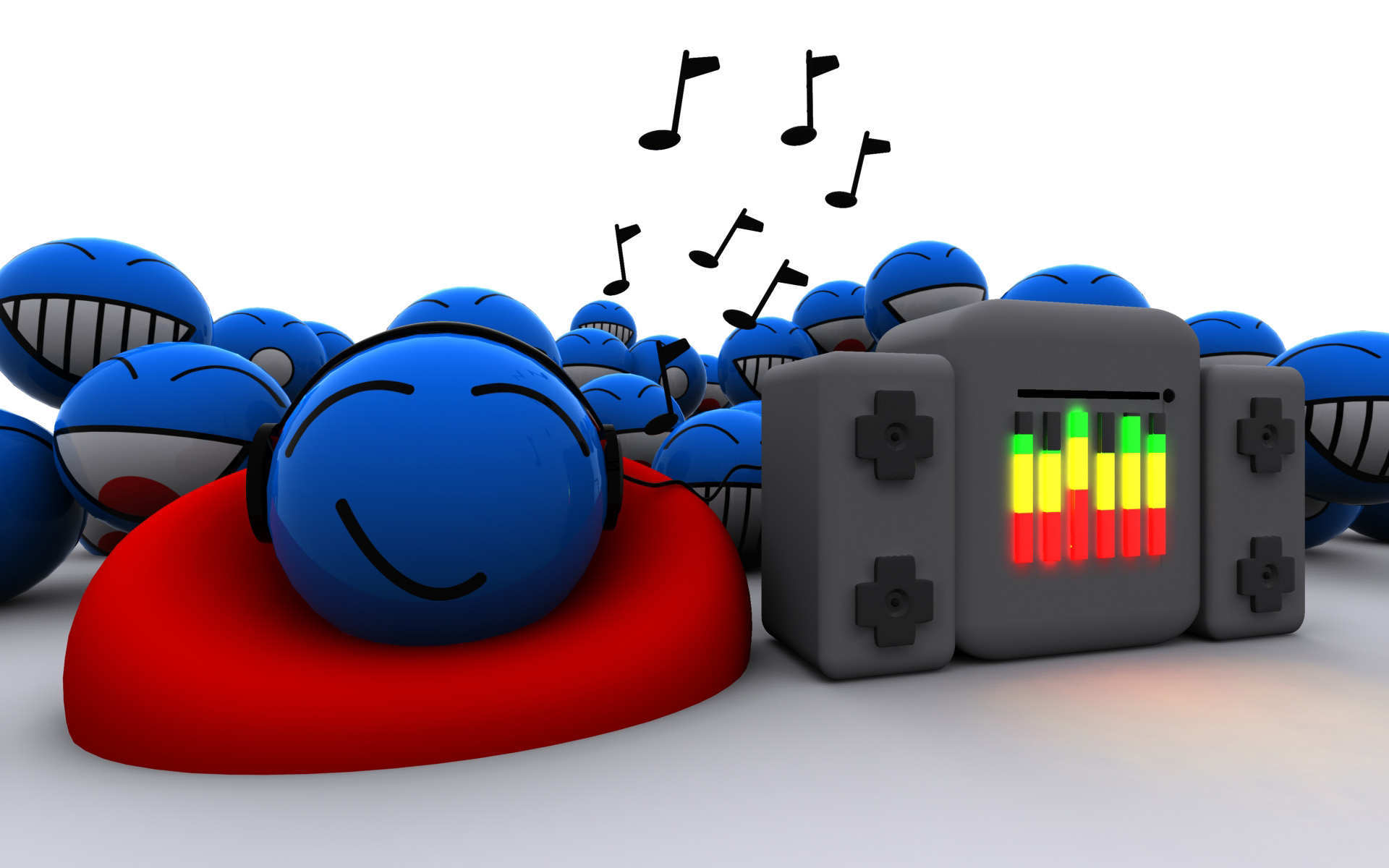 Smiley Faces With Music Wallpaper