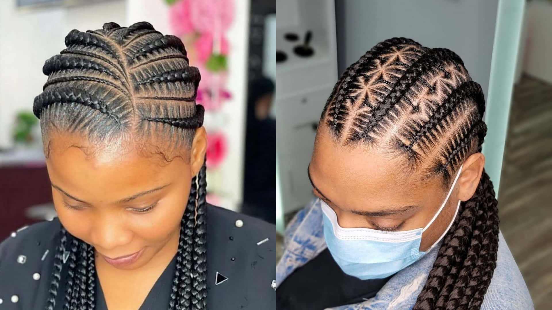 Two Picture Of A Woman With Braids Wallpaper