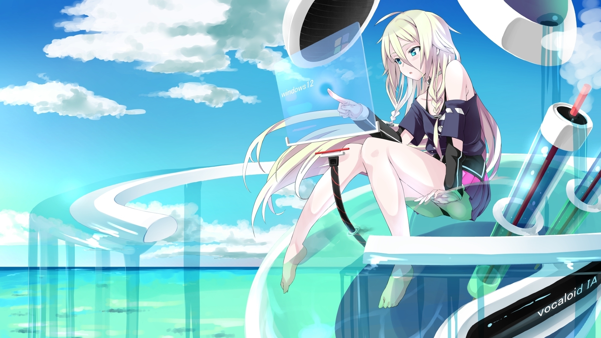 Ia Vocaloid A Girl The Interface Water Sea Abstract Clouds