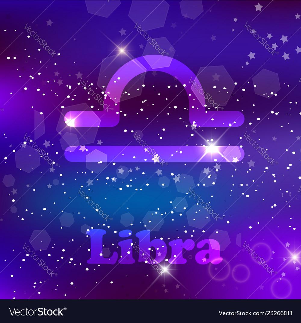 Libra Zodiac Sign On A Cosmic Purple Background Vector Image