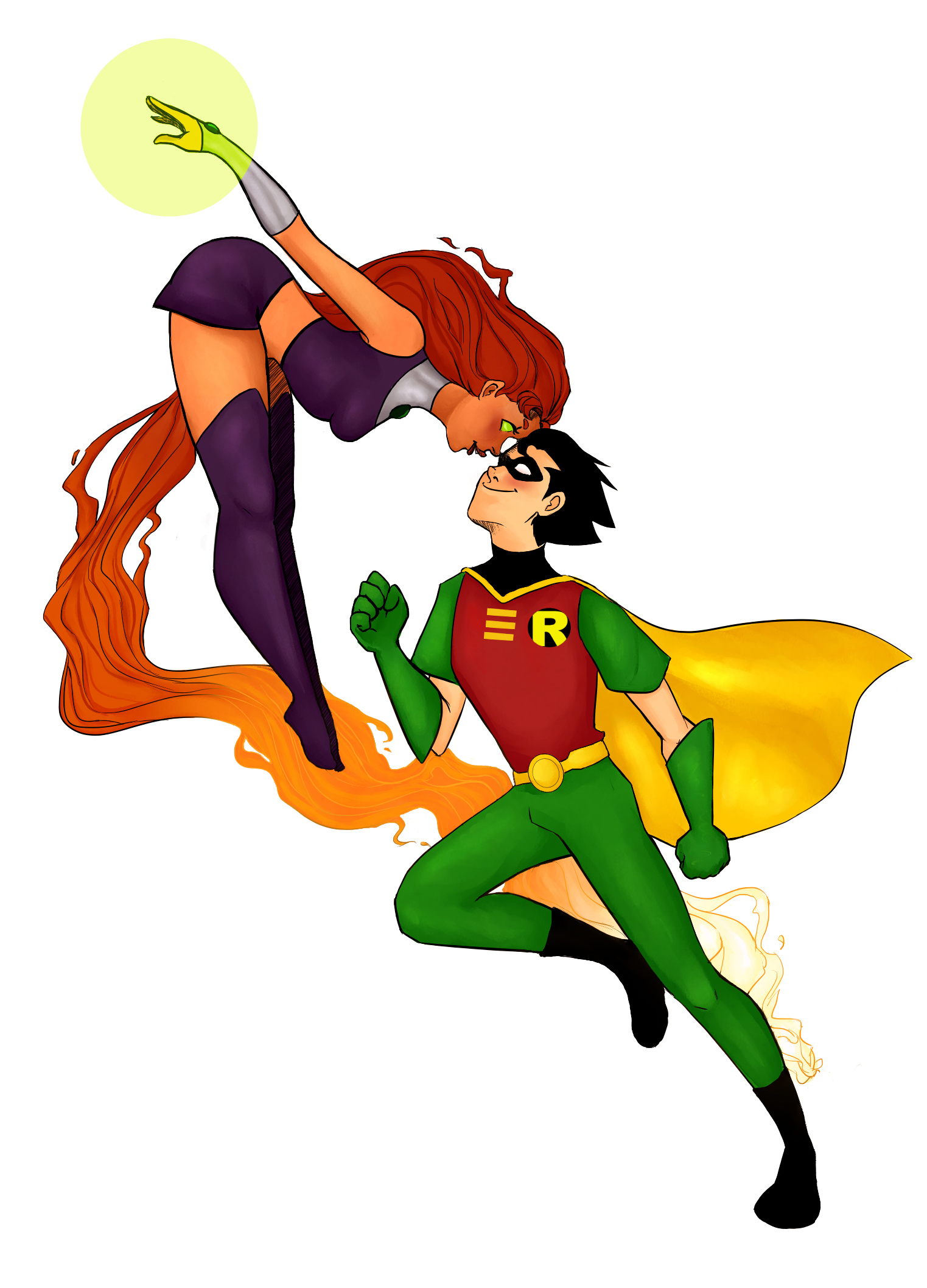 Starfire And Robin By Yaneying
