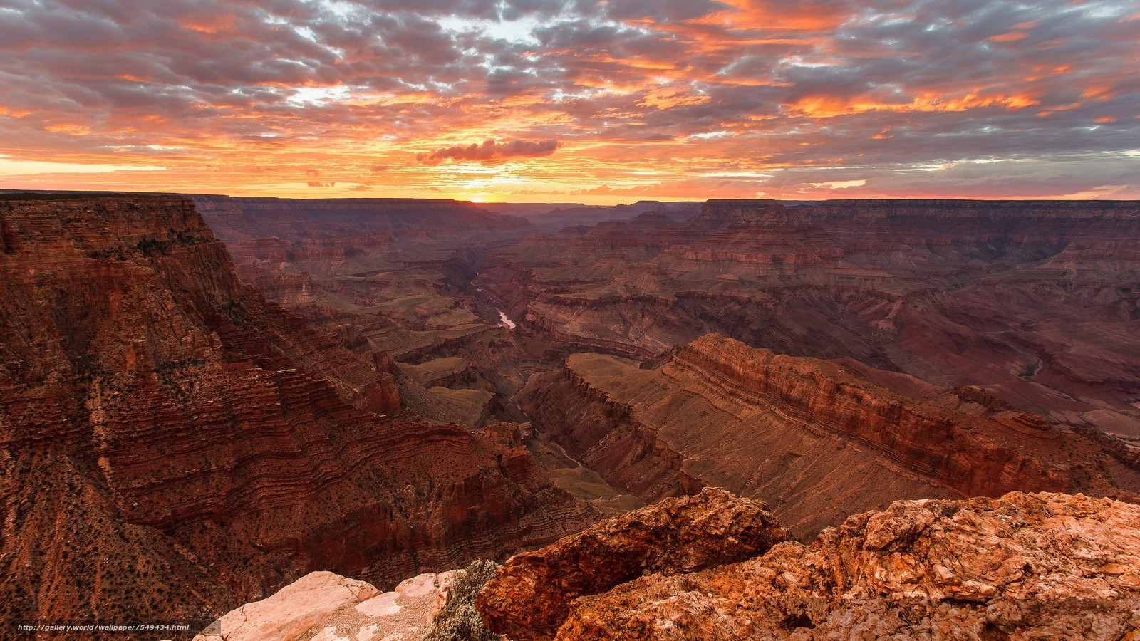 Wallpaper Sky Rocks Sunset Grand Canyon Desktop