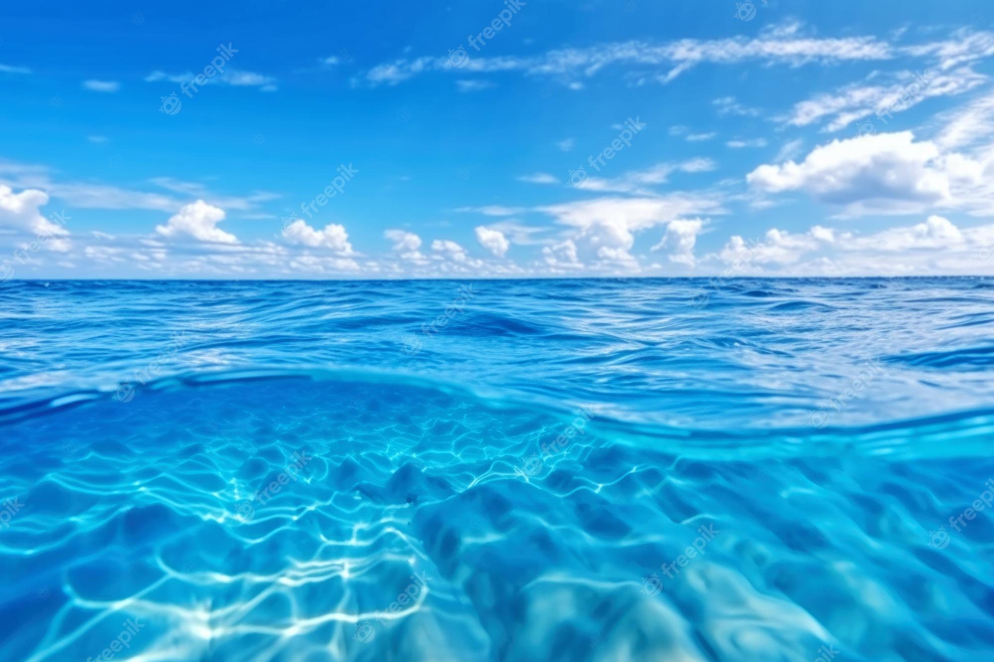Premium Photo Blue Sea Ocean Water Surface And Underwater With