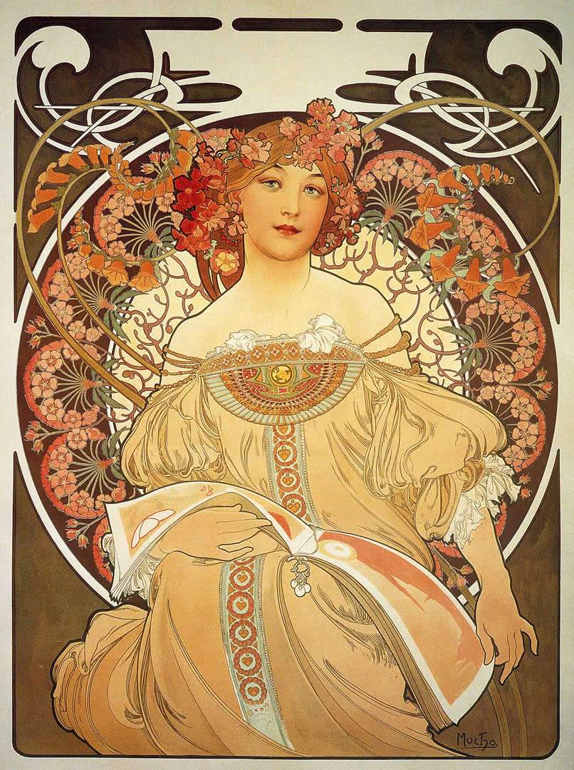 Seasonal Wallpaper Art Nouveau Alfons Mucha