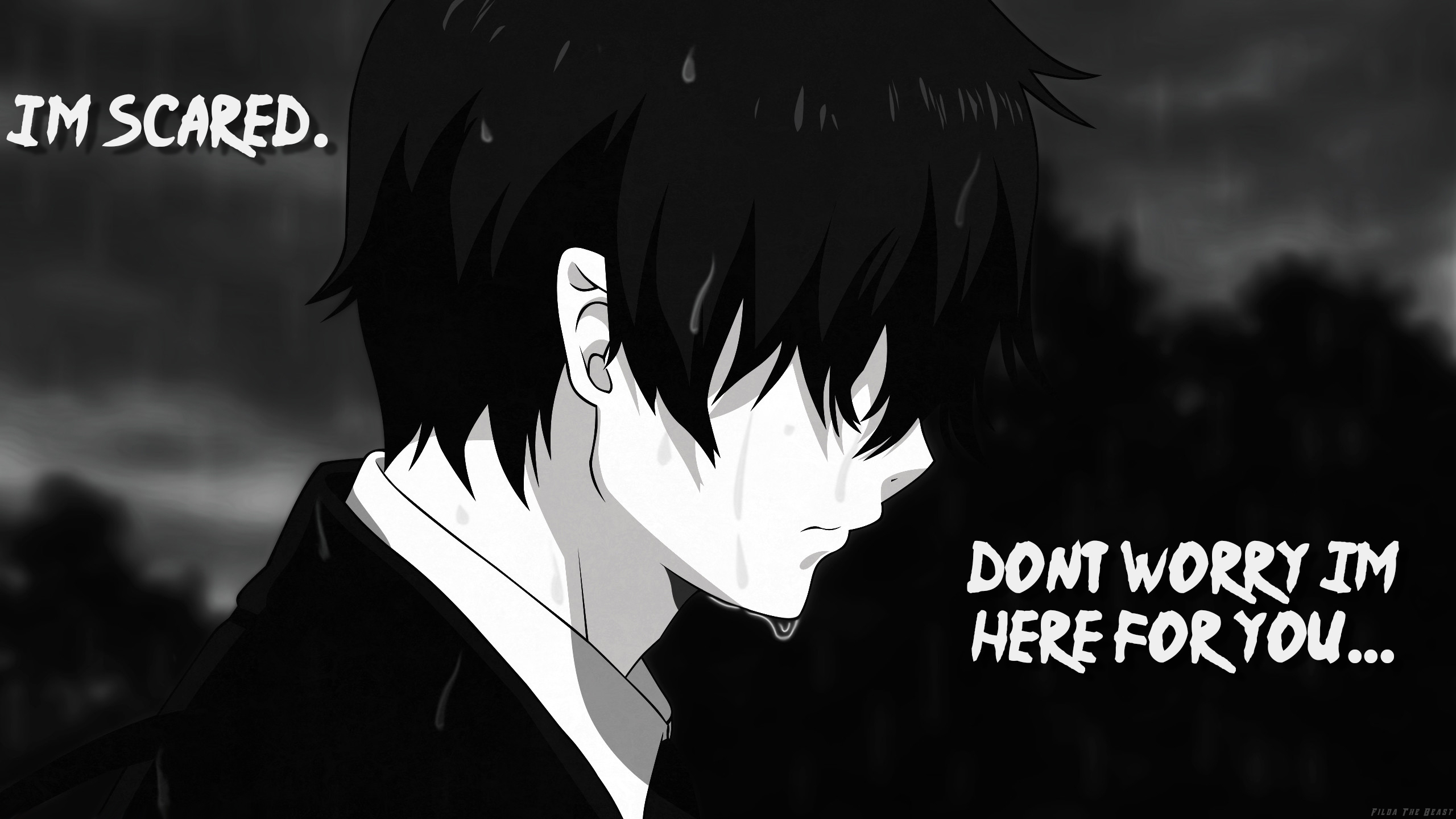 Sad Anime Wallpaper with quote HD Wallpaper Background Image 2560x1440