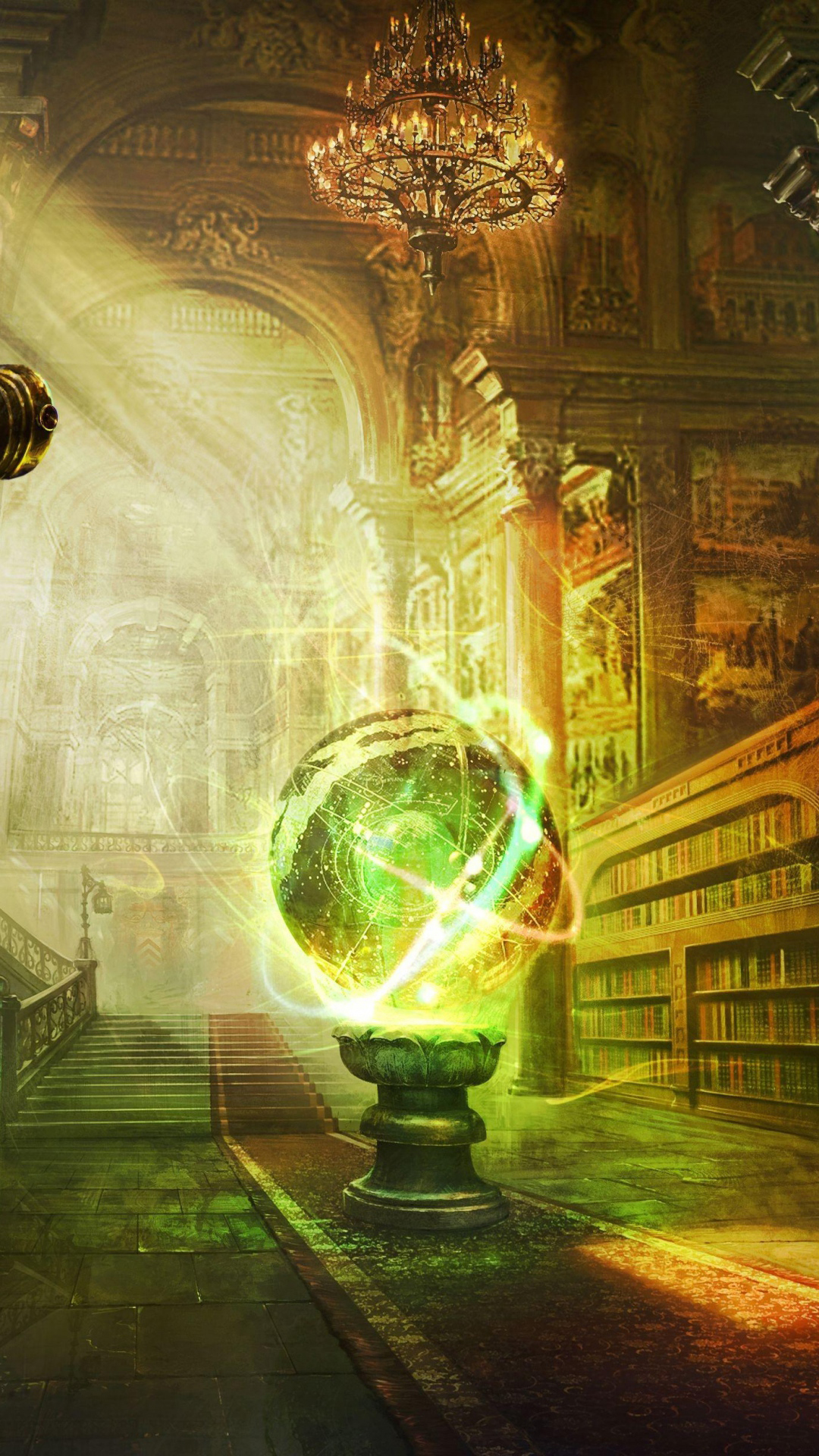 Fantasy Room Magic Globe Library Android Wallpaper