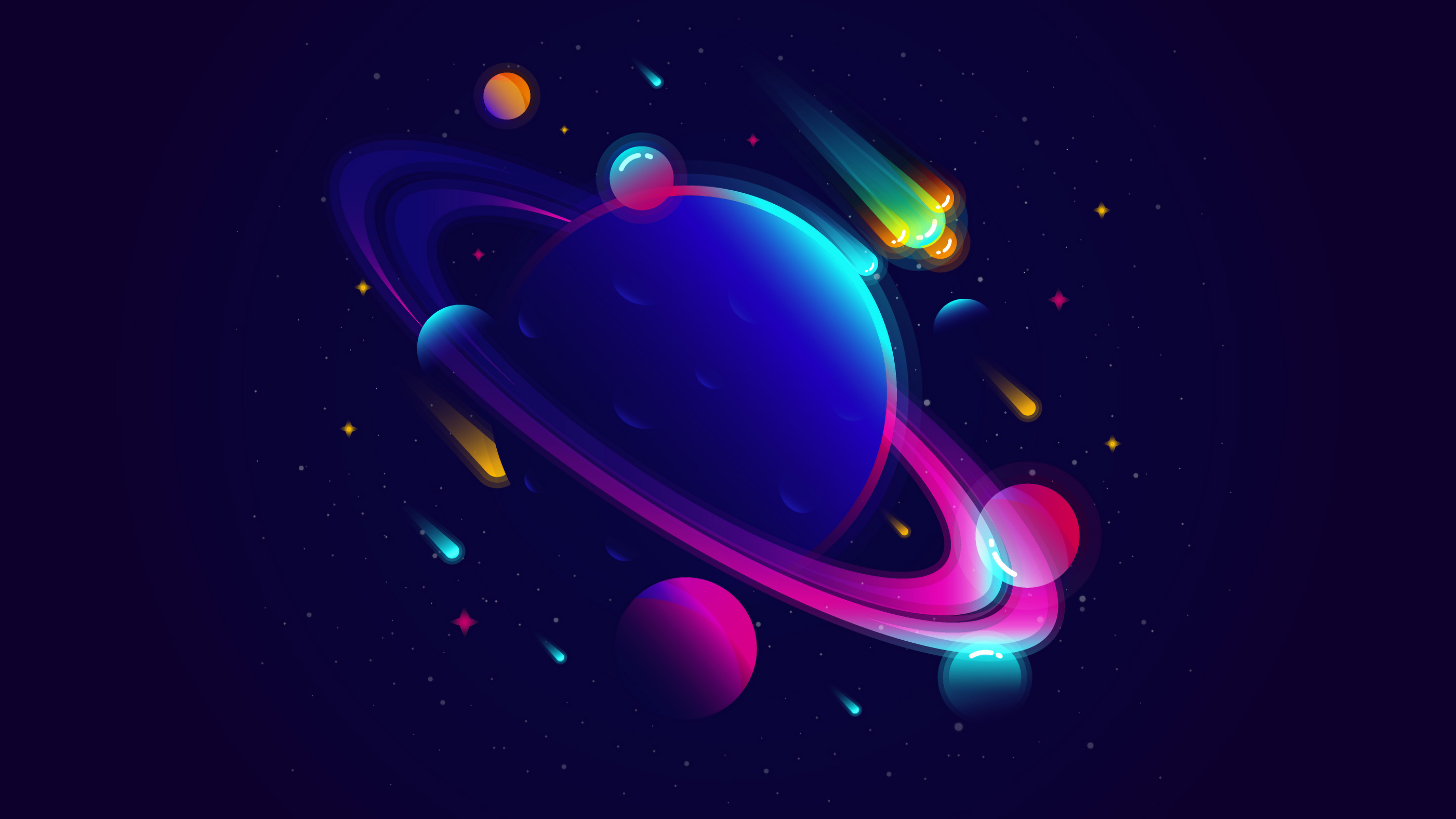 Saturn Planet Illustration Minimalist Macbook Pro Retina HD 4k Wallpaper Image