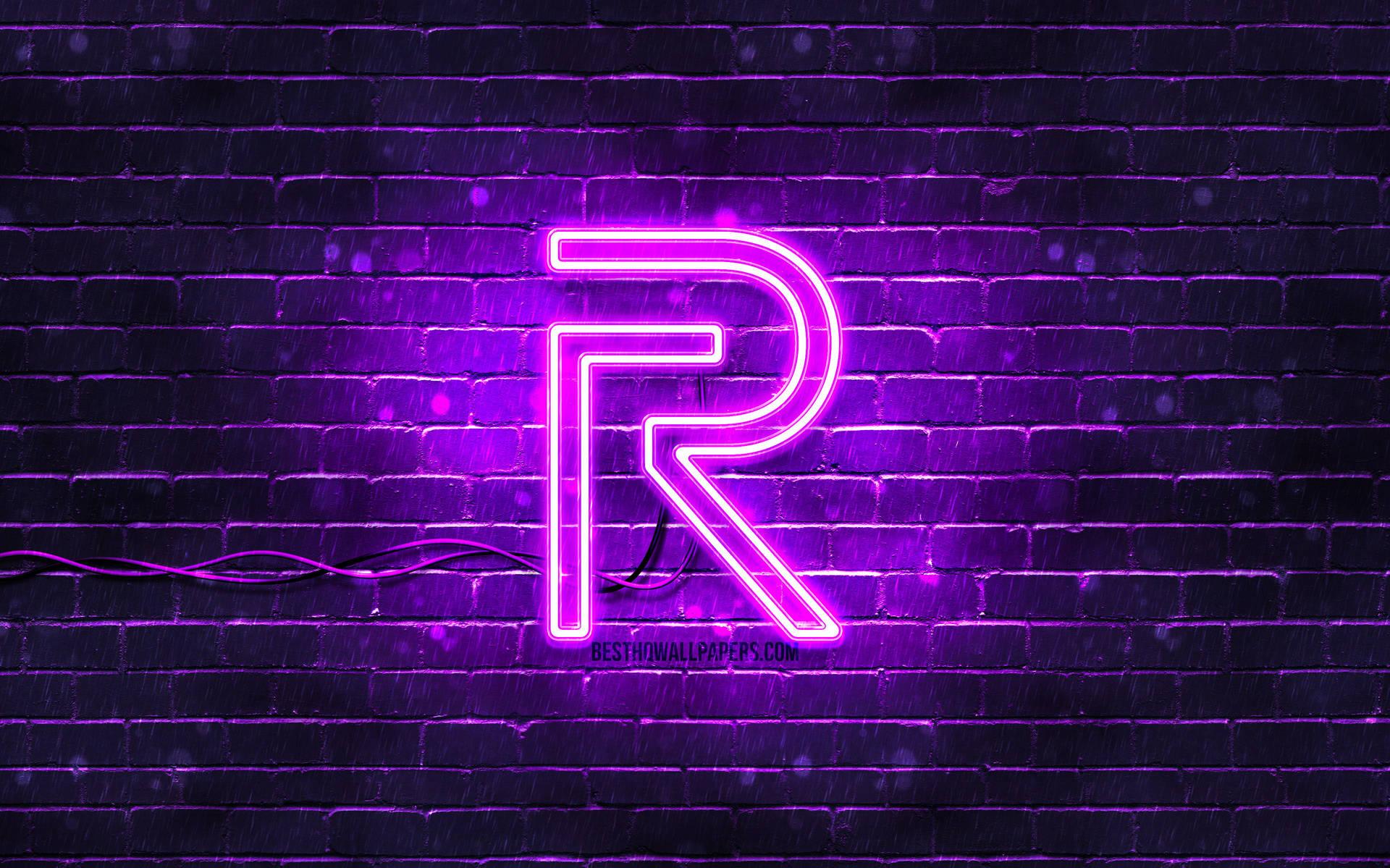 Radiant Realme Logo Displayed On A Neon Purple Sign