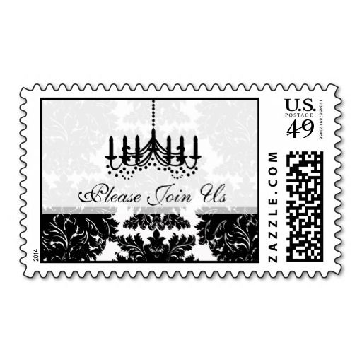 Chandelier On Damask Background Wedding Rsvp Postage Stamps