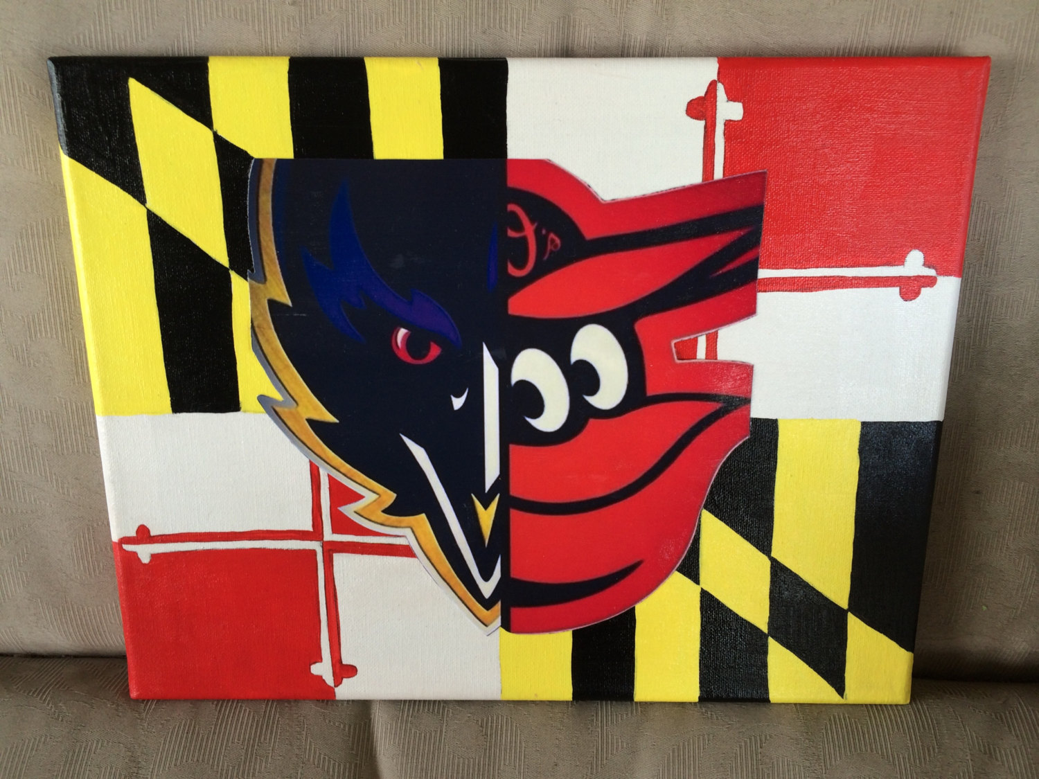 Maryland Flag With Split Oriole Raven Bird By Eastcoasts
