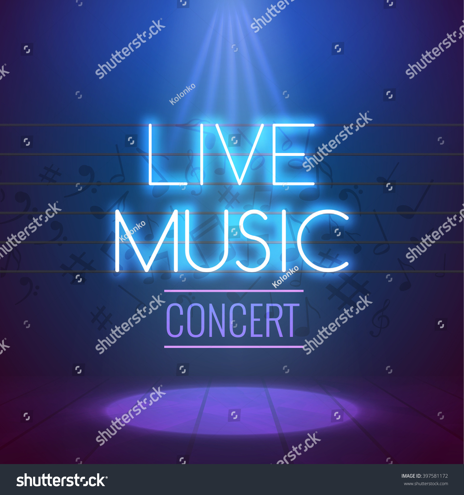 Neon Live Music Concert Acoustic Party Poster Background