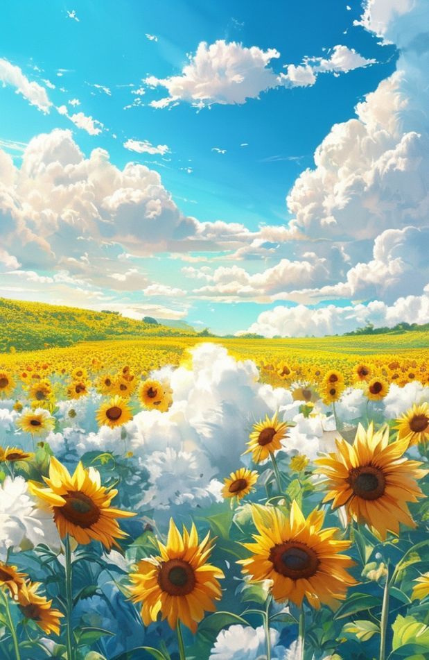 Clouds Sunflower Aesthetic Wallpaper