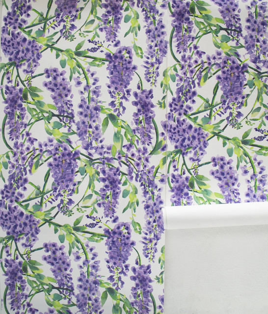 Wisteria White Wallpaper Traditional London By