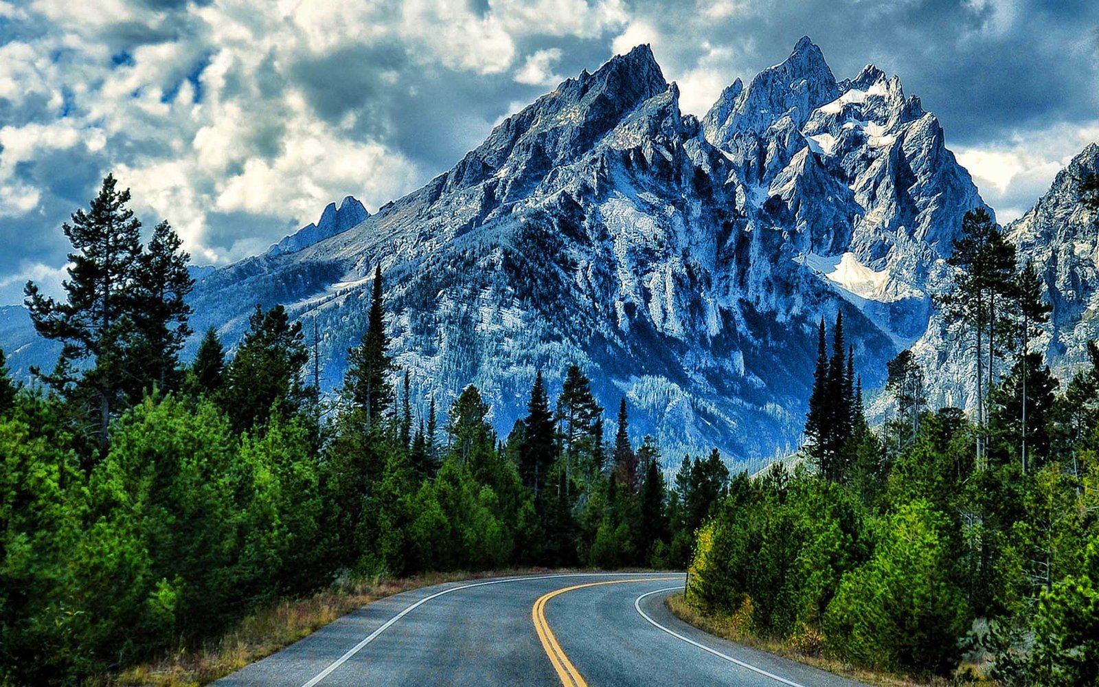 Snowy Mountain Landscape Road Grand Teton National Park In Northwestern Wallpaper