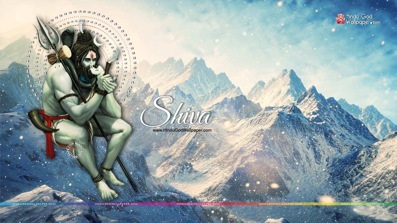 3337 Shiva Smoking Chillum Hd   Mountain Snowing   1366x768