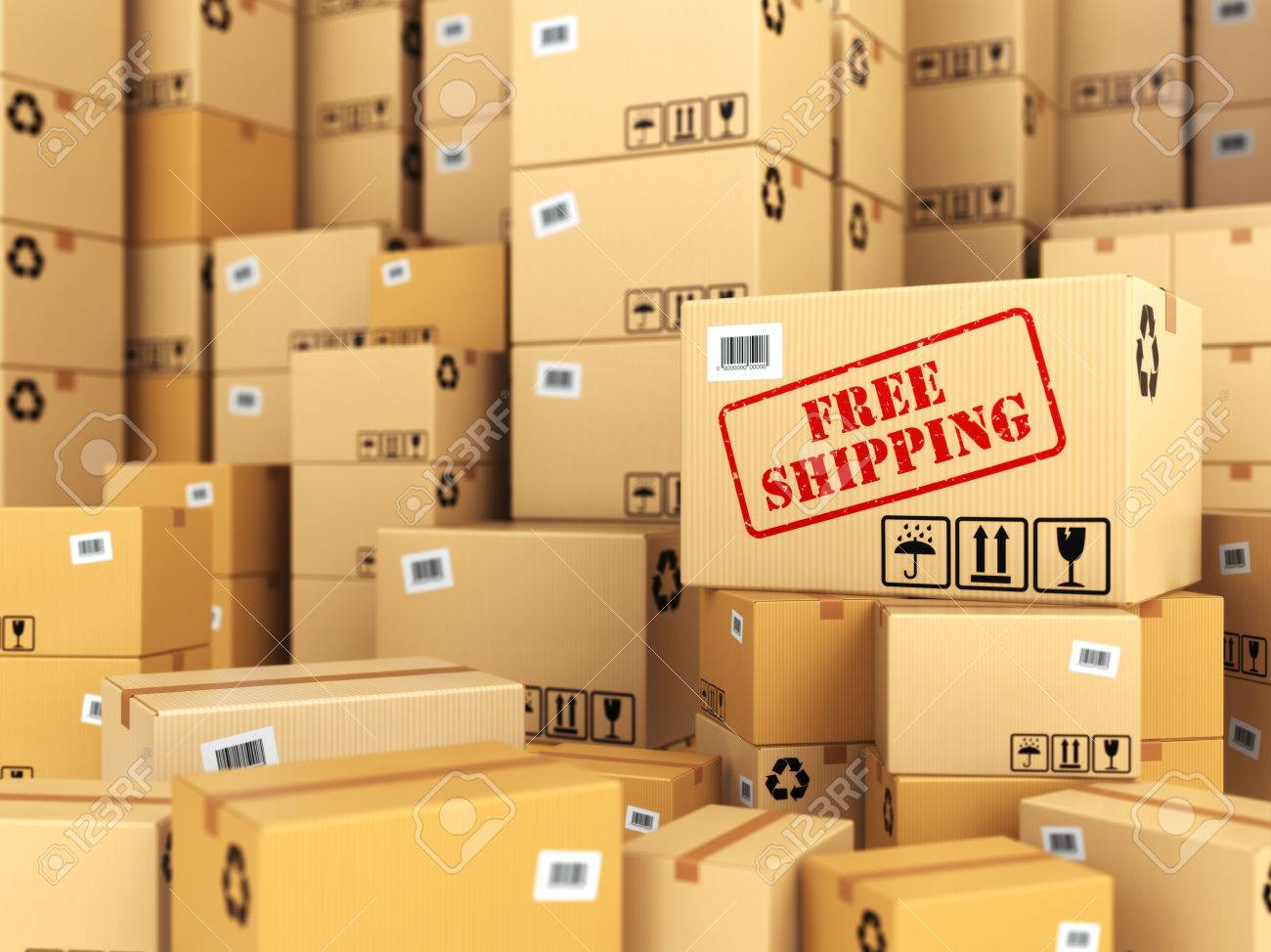 Shipping Or Delivery Cardboard Boxes Background 3d Stock