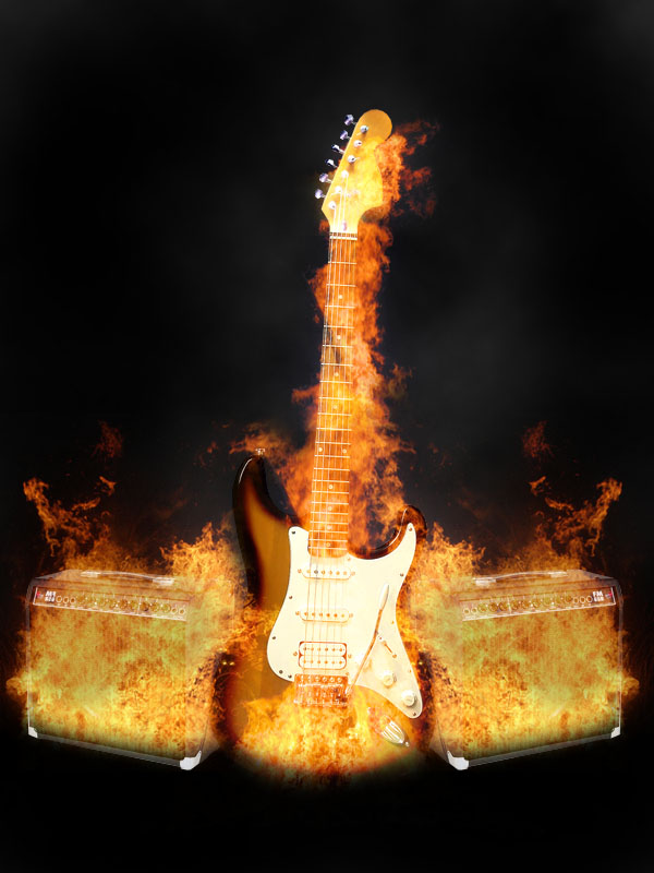 Flaming Guitar Background