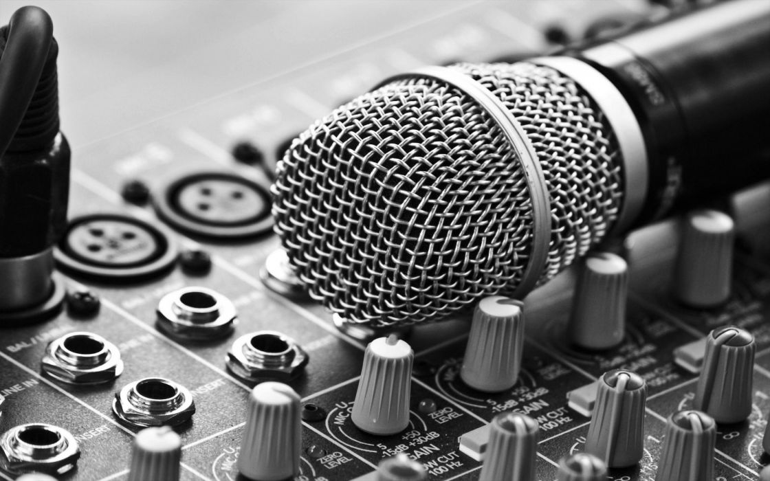 Microphone Mixer Mixing Board Macro Knobs B W Wallpaper